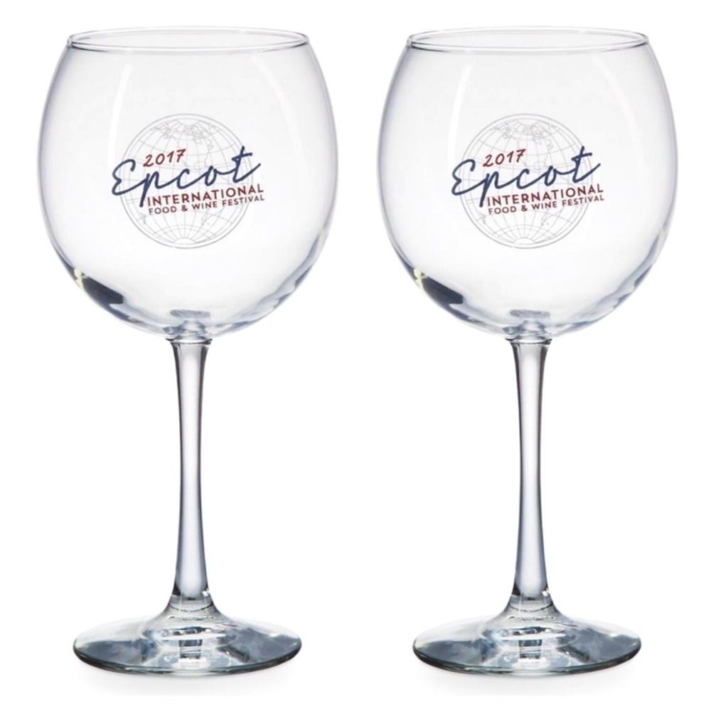 Disney Epcot 2017 Food & Wine Festival Set of 2 Wine Glasses-New!